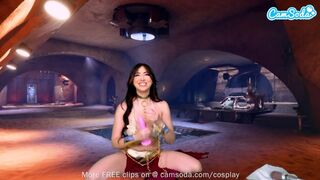 Princess Leia cosplayban élvezi a méretes cicis néger szépség játékát