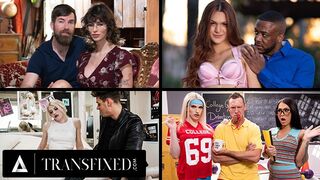 Transznemű csábítók forró válogatása – férfiak baszódnak nagyméretű csöcsű transzi csajokkal